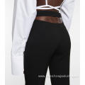 Black Skinny Flared Slit Long Bell-bottoms Pants